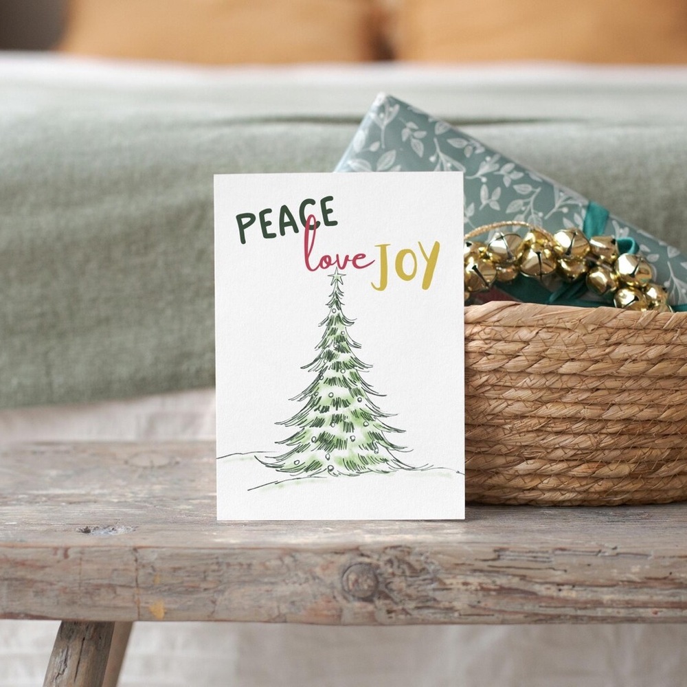 NEW Peace Love Joy Christmas 5x7 Print | Christmas Tree Holiday Decor